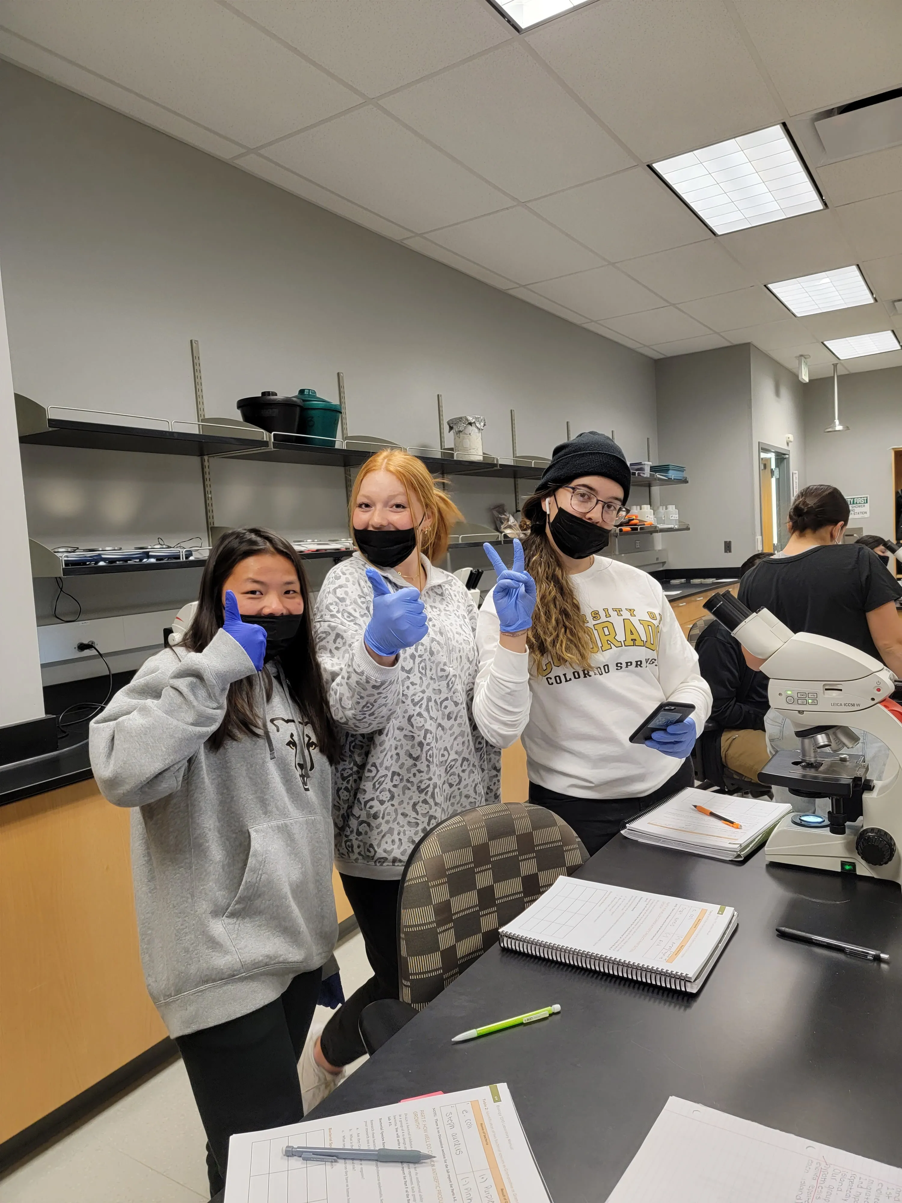 students in biology lab